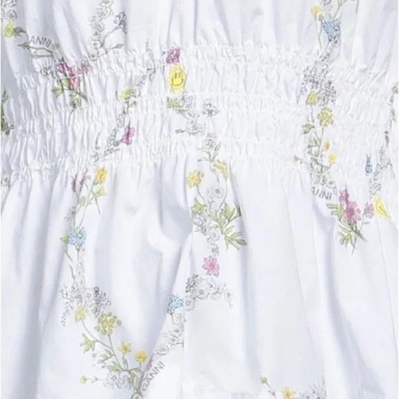 GANNI Oversized Cotton Poplin Short Sleeve Floral Top - Size 36/ Size 4-6 - Picture 8 of 9